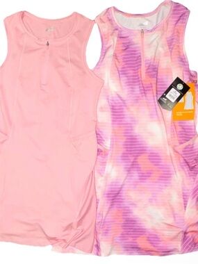 Avia Girls 2-Pack Active Dress Set XL (14-16) Pink Purple Tie-Dye Sleeveless